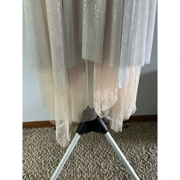 NWT Lauren Conrad Runway Midi Tulle Illusion Dress in Silver and Cream‎ Size 6 - Picture 8 of 12